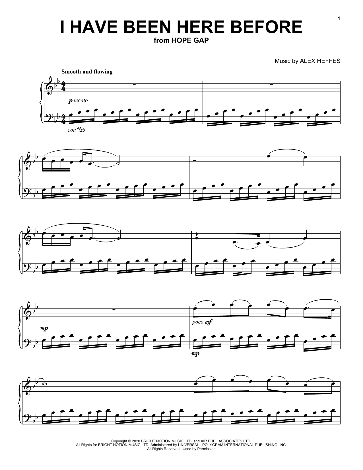 Alex Heffes I Have Been Here Before (from Hope Gap) Sheet Music Notes & Chords for Piano Solo - Download or Print PDF