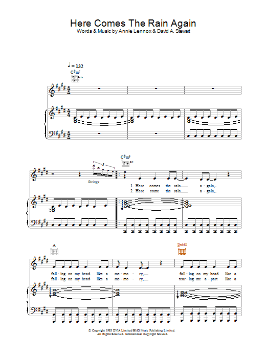 Alex Parks Here Comes The Rain Again Sheet Music Notes & Chords for Piano, Vocal & Guitar - Download or Print PDF