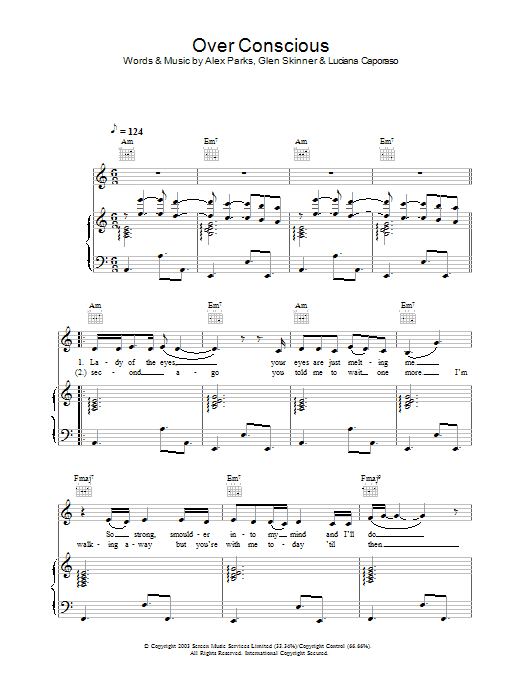 Alex Parks Over Conscious Sheet Music Notes & Chords for Piano, Vocal & Guitar - Download or Print PDF