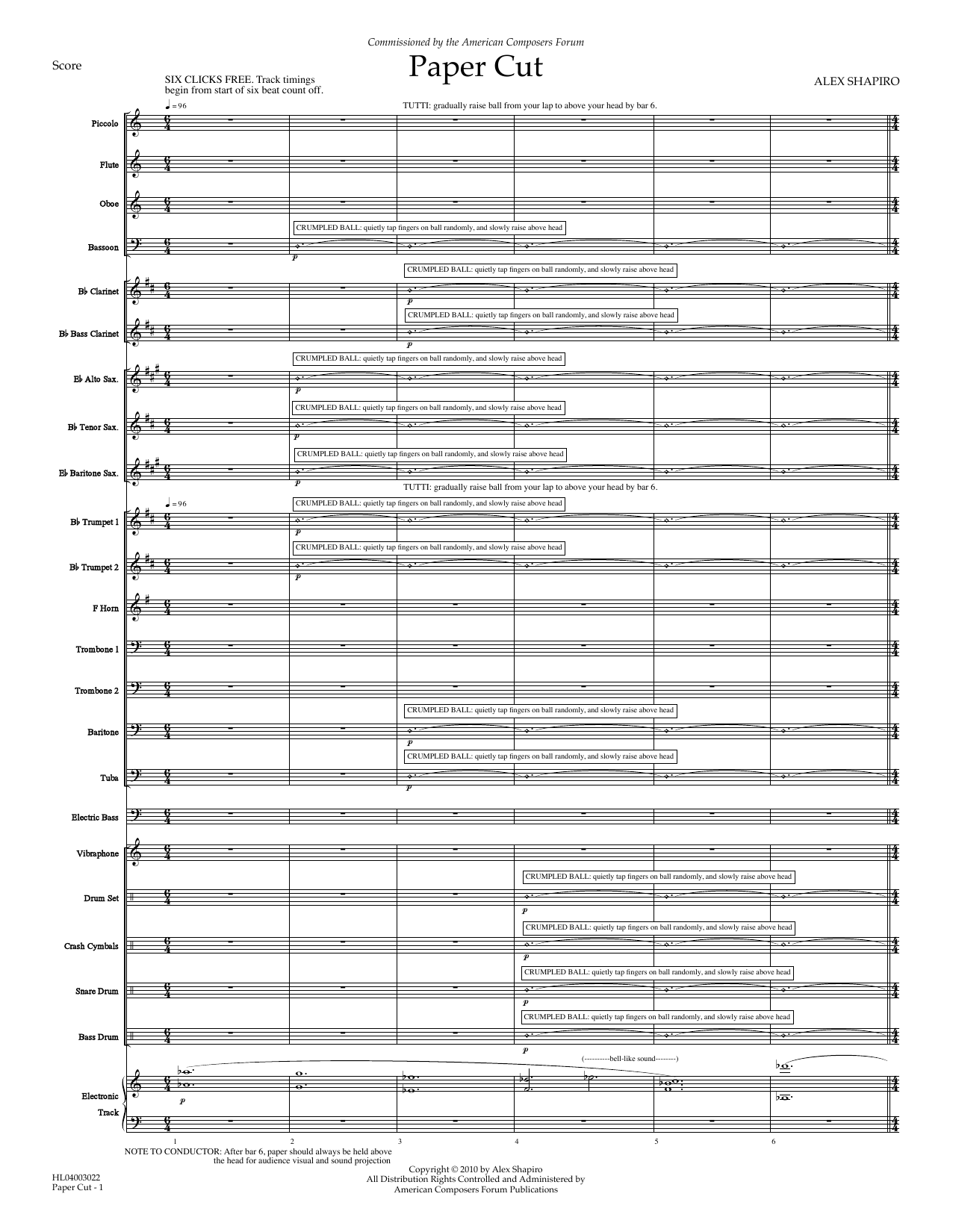 Alex Shapiro Paper Cut - Full Score Sheet Music Notes & Chords for Concert Band - Download or Print PDF