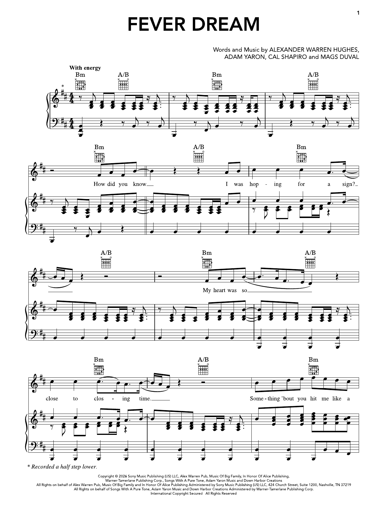 Alex Warren Fever Dream Sheet Music Notes & Chords for Super Easy Piano - Download or Print PDF
