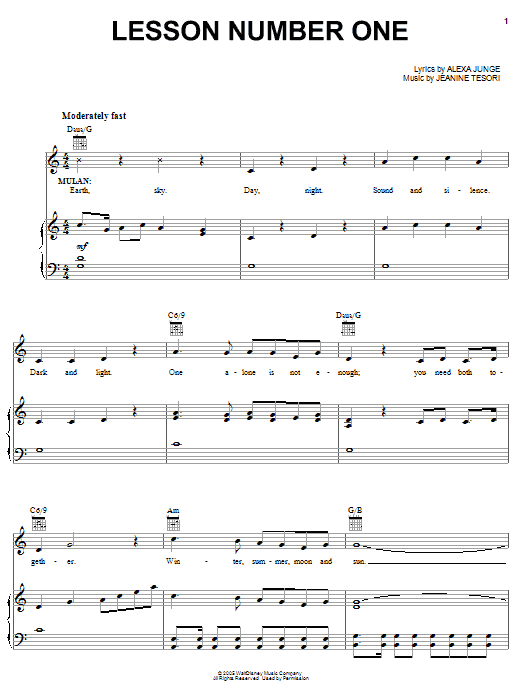 Alexa Junge Lesson Number One Sheet Music Notes & Chords for Piano, Vocal & Guitar (Right-Hand Melody) - Download or Print PDF