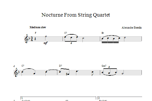 Alexander Borodin Nocturne From String Quartet No.2 Sheet Music Notes & Chords for Melody Line & Chords - Download or Print PDF