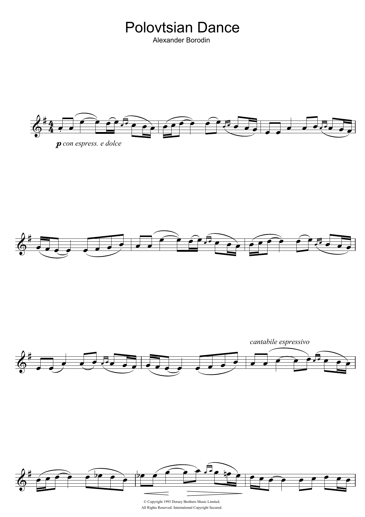 Alexander Borodin Polovtsian Dance Sheet Music Notes & Chords for Alto Saxophone - Download or Print PDF