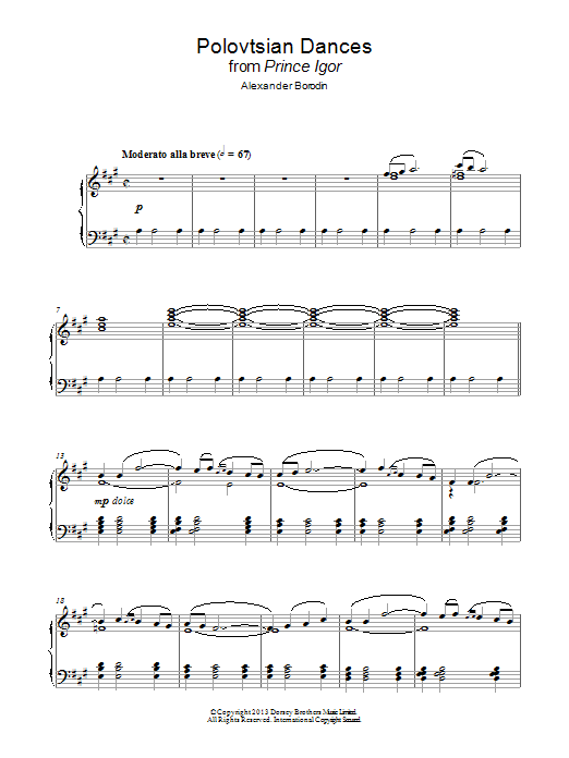 Alexander Borodin Polovtsian Dances Sheet Music Notes & Chords for Piano - Download or Print PDF