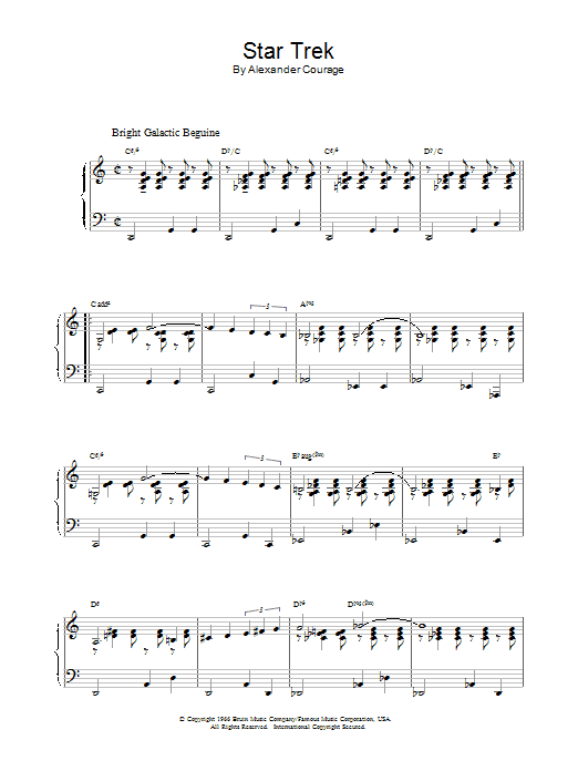 Alexander Courage Star Trek Sheet Music Notes & Chords for Piano - Download or Print PDF