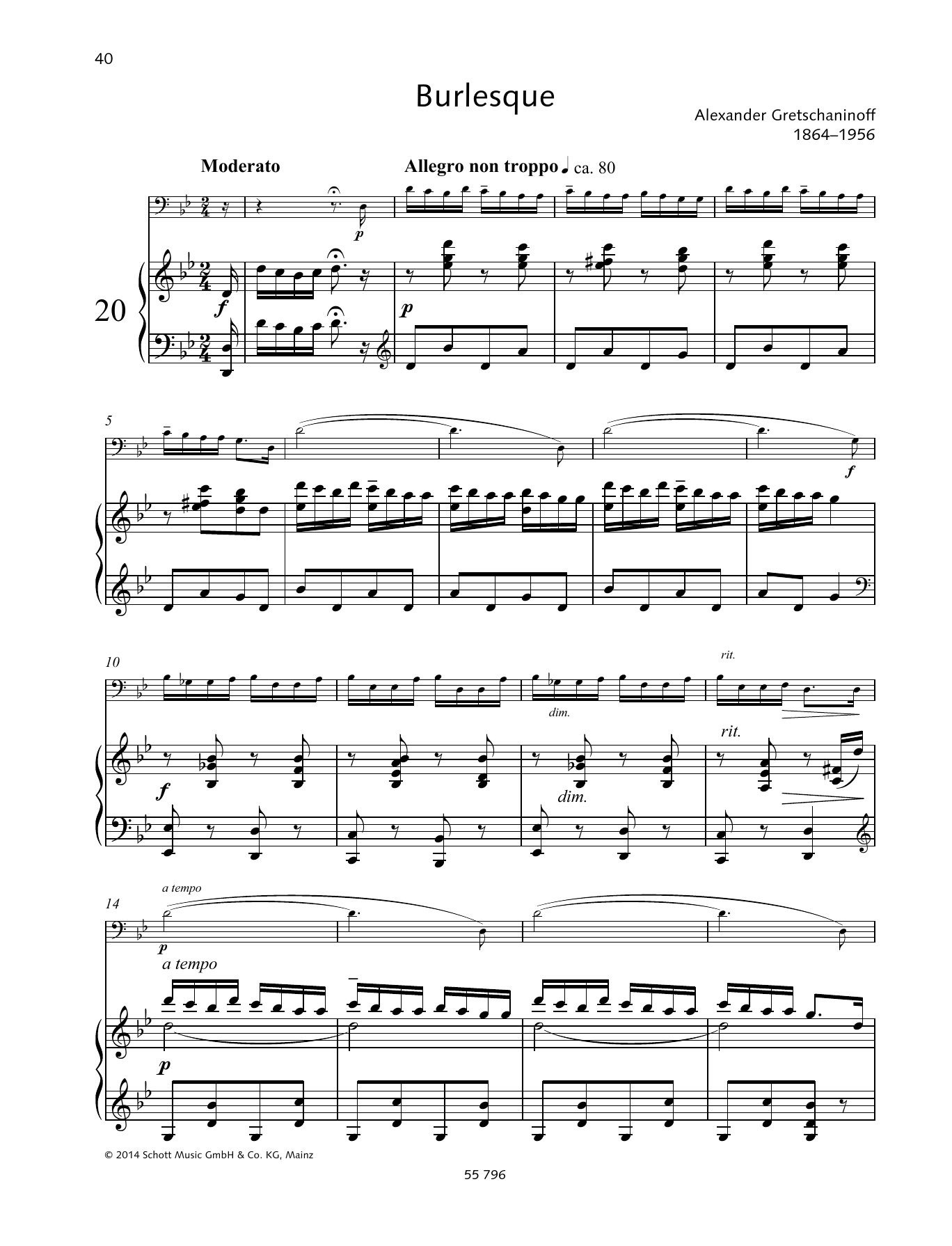 Alexander Gretchaninoff Burlesque Sheet Music Notes & Chords for String Solo - Download or Print PDF