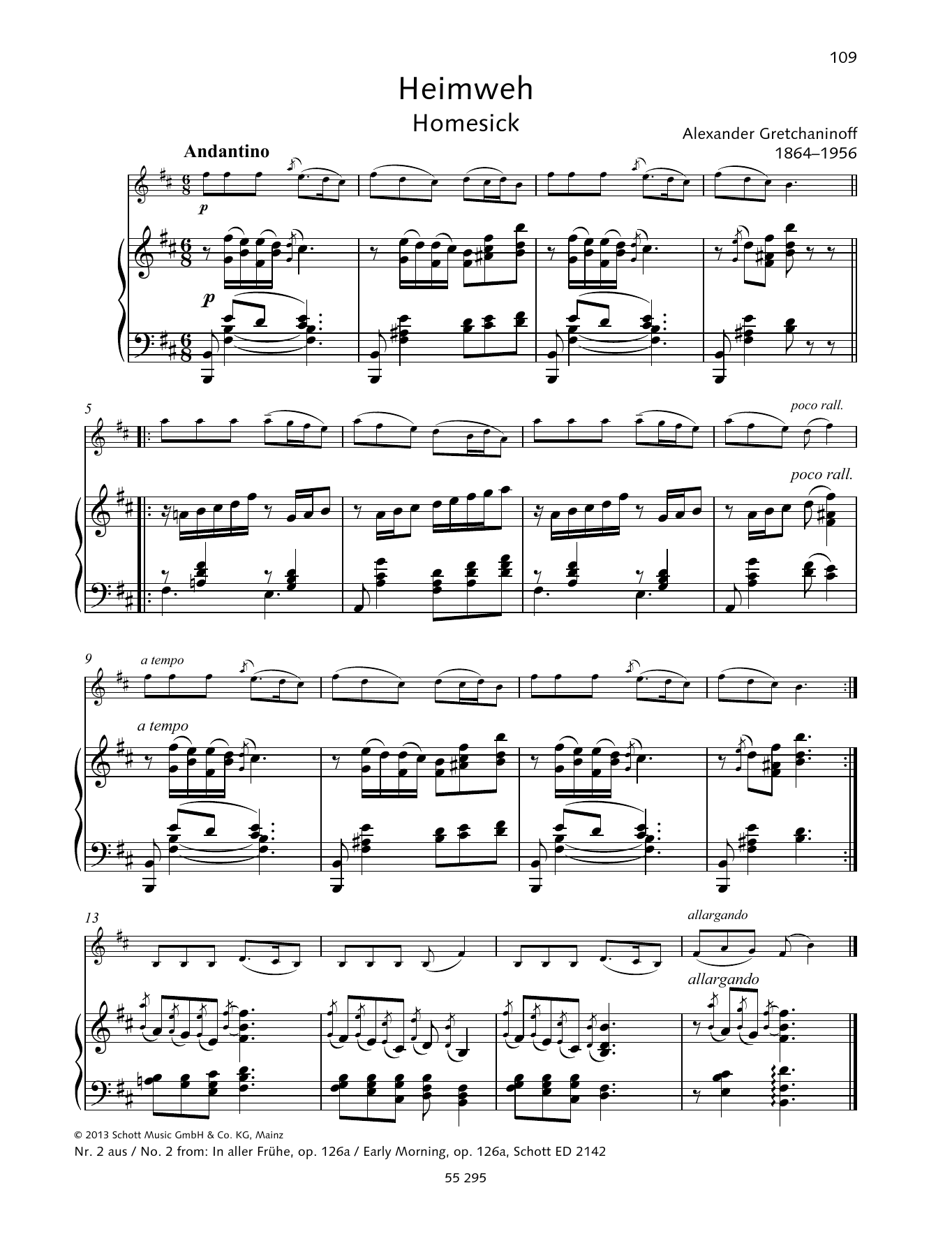 Alexander Gretchaninoff Early Morning Sheet Music Notes & Chords for String Solo - Download or Print PDF
