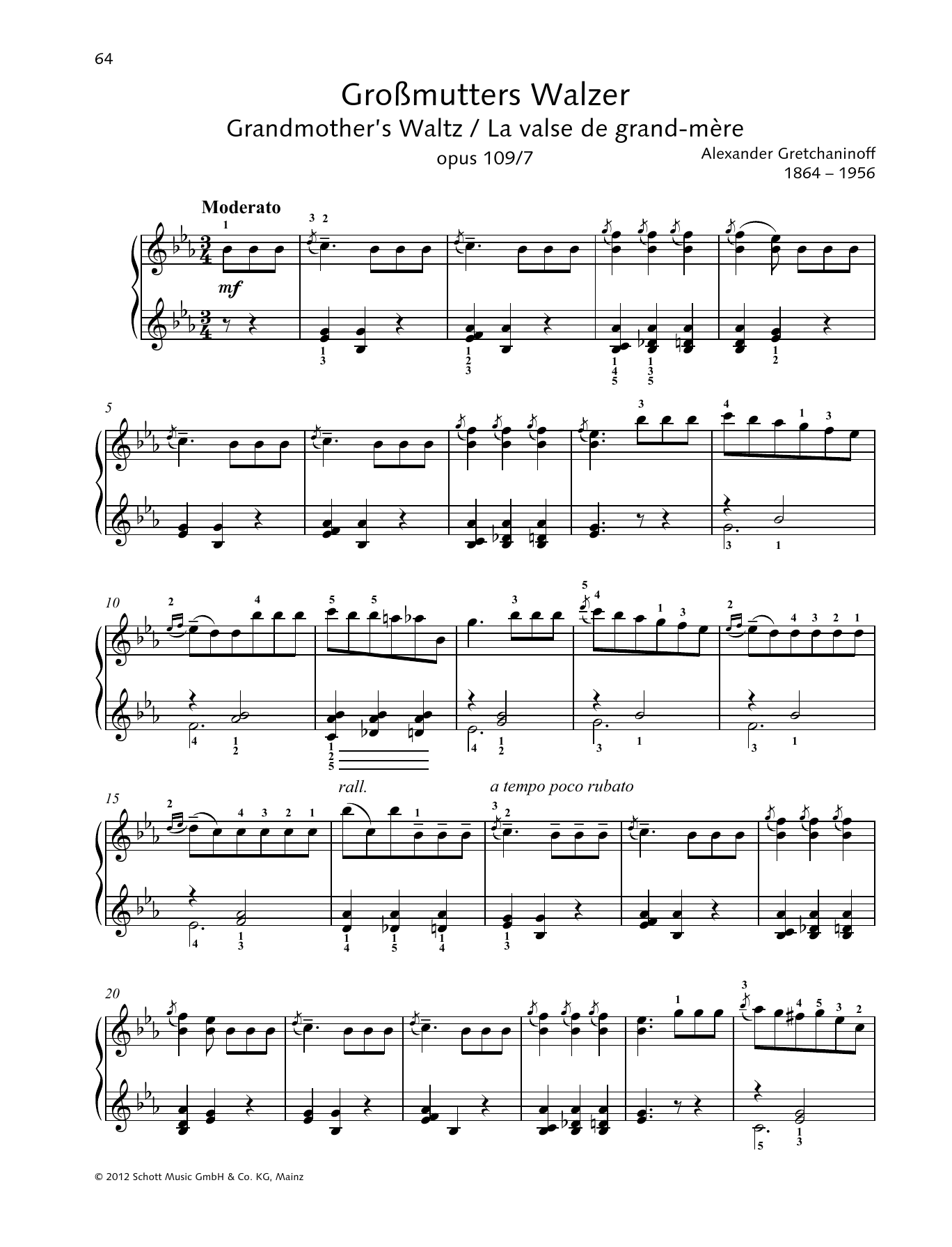 Alexander Gretchaninoff Grandmother's Waltz Sheet Music Notes & Chords for Piano Solo - Download or Print PDF