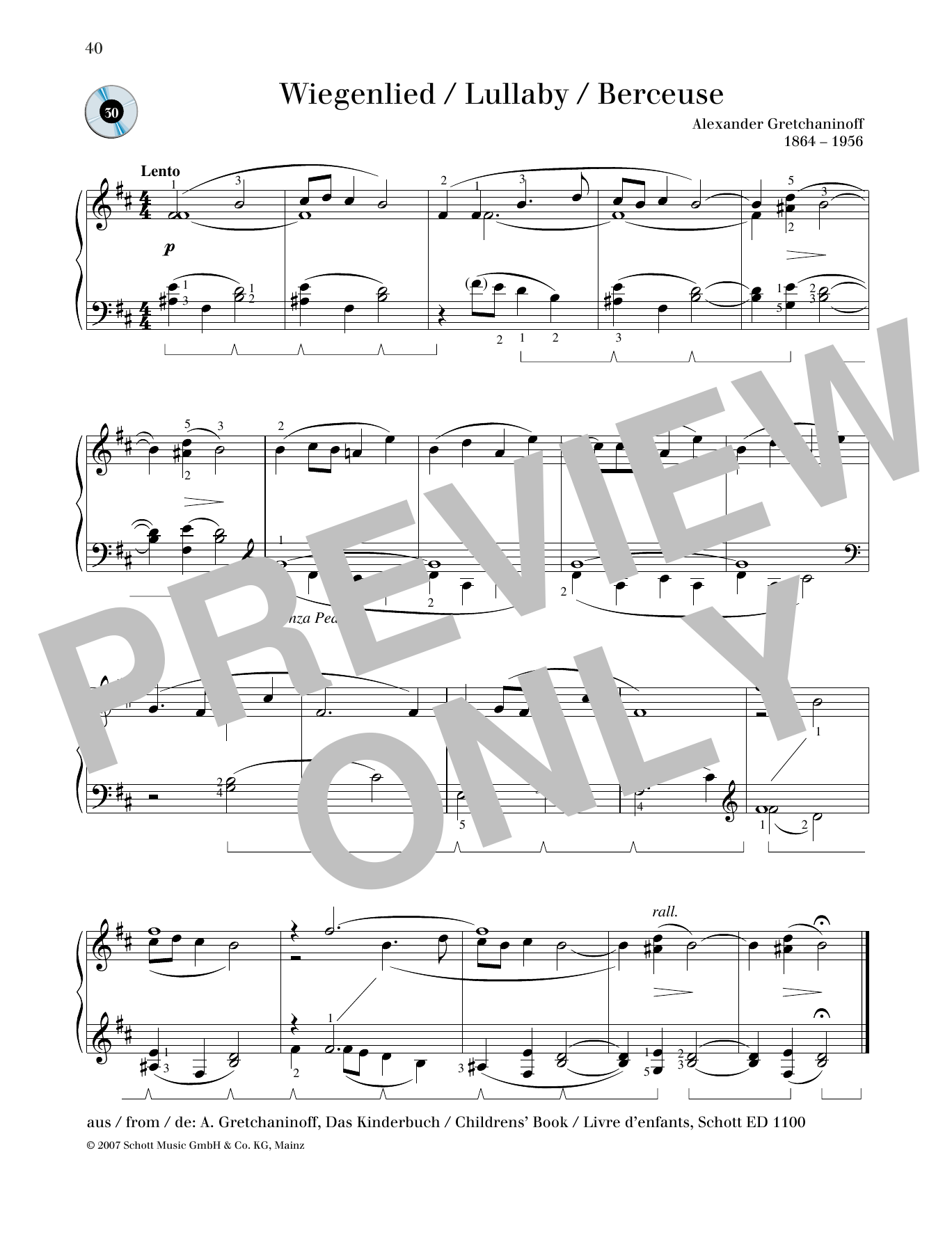 Alexander Gretchaninoff Lullaby Sheet Music Notes & Chords for Piano Duet - Download or Print PDF