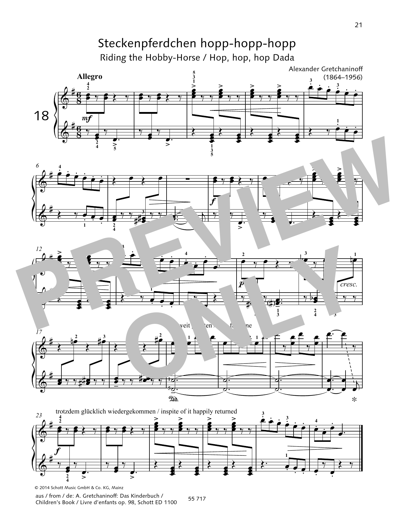 Alexander Gretchaninoff Riding the Hobby-Horse Sheet Music Notes & Chords for Piano Solo - Download or Print PDF