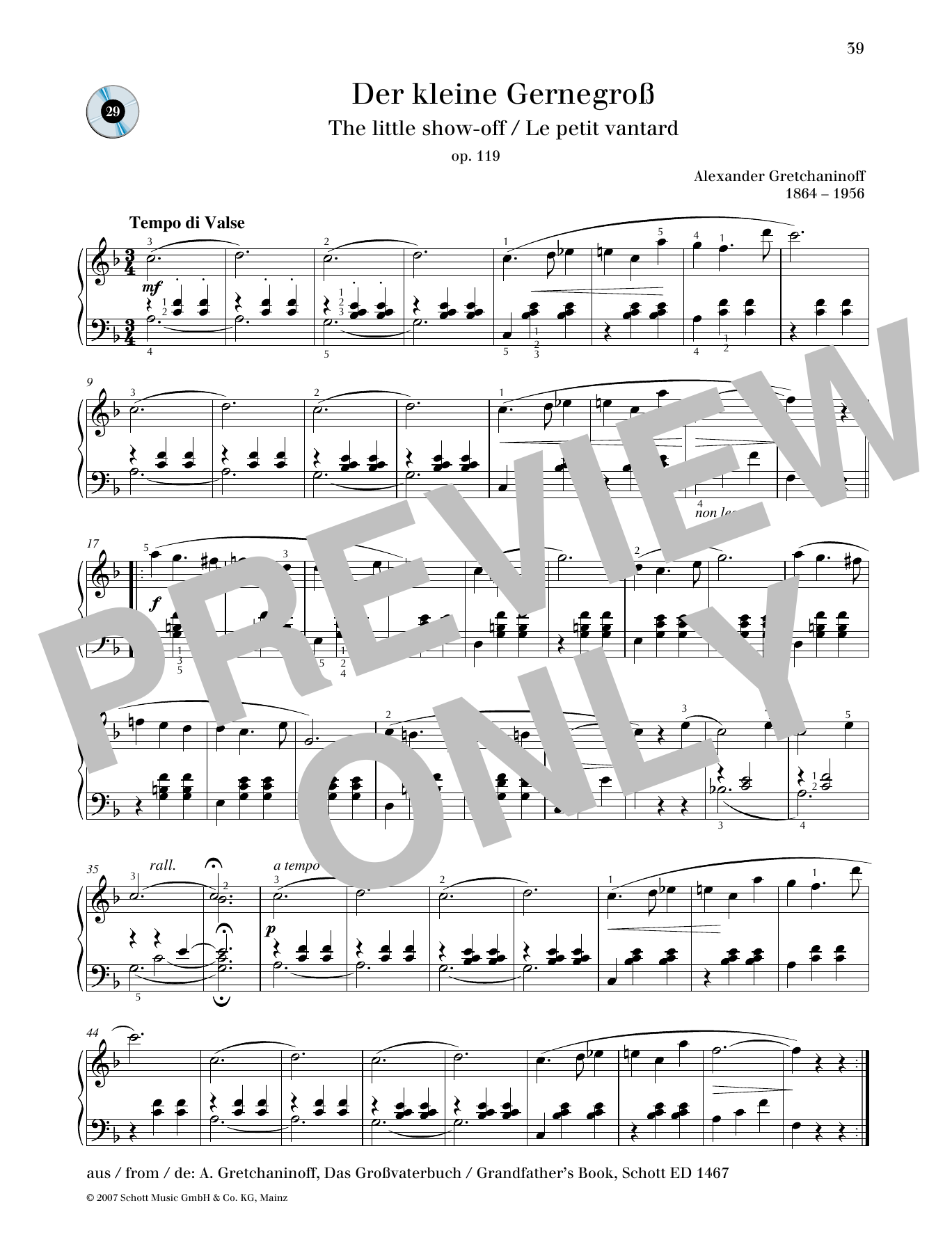 Alexander Gretchaninoff The Little Show-Off Sheet Music Notes & Chords for Piano Solo - Download or Print PDF