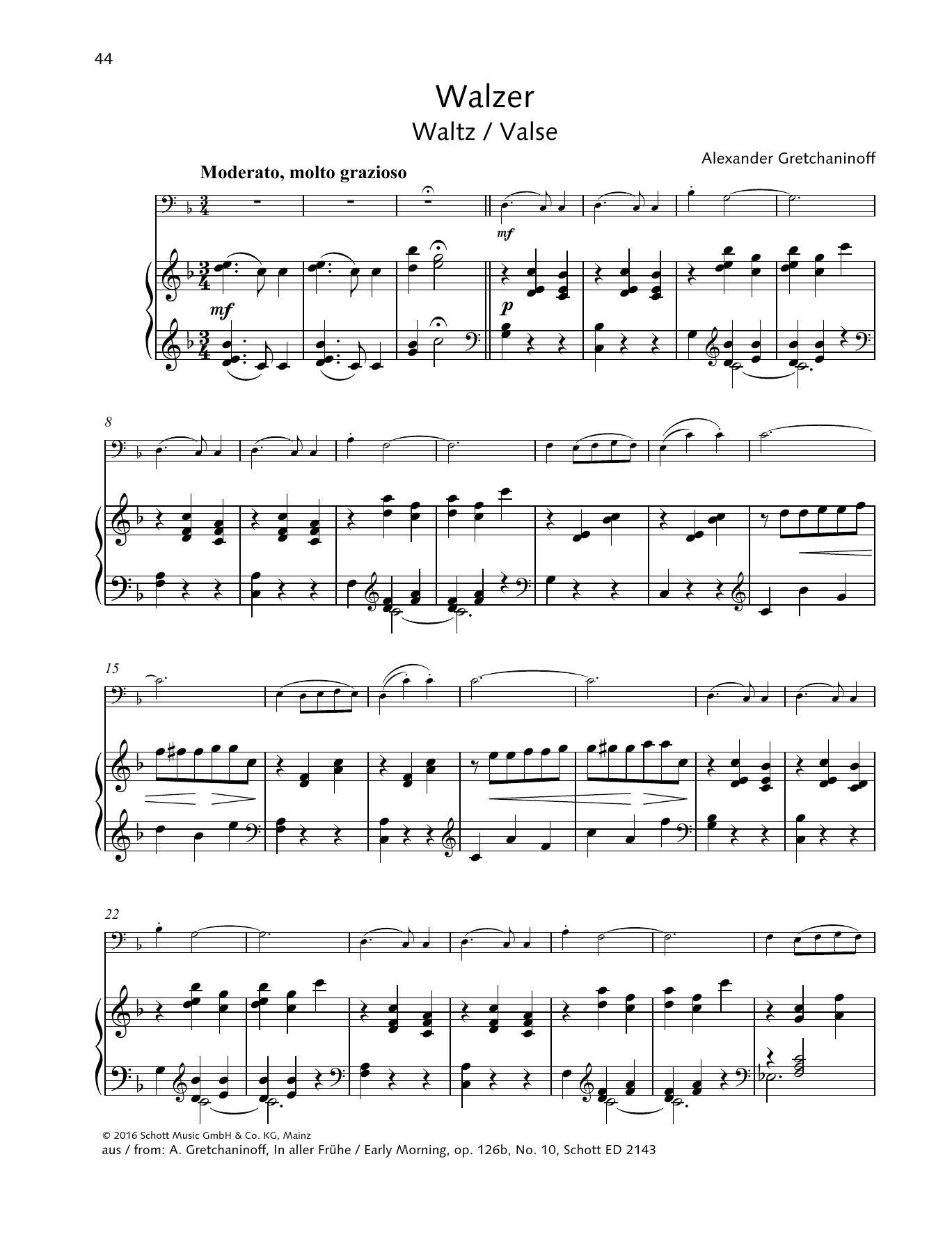 Alexander Gretchaninoff Waltz Sheet Music Notes & Chords for String Solo - Download or Print PDF
