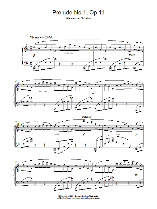 Alexander Scriabin Prelude No.1, Op.11 Sheet Music Notes & Chords for Piano - Download or Print PDF