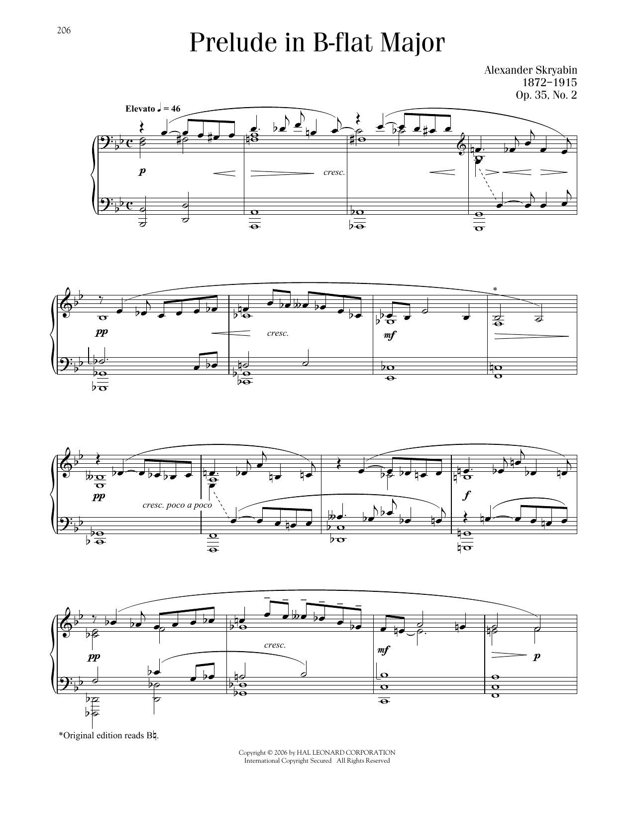 Alexander Scriabin Prelude, Op. 35, No. 2 Sheet Music Notes & Chords for Piano Solo - Download or Print PDF