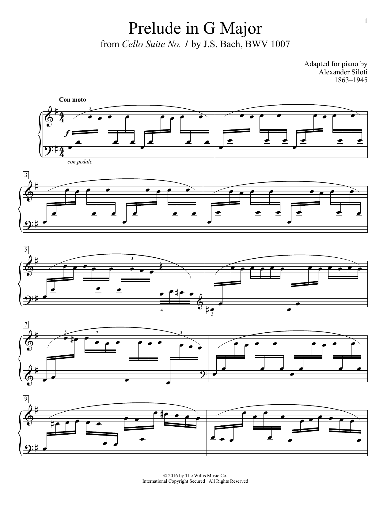 Alexander Siloti Prelude In G Major Sheet Music Notes & Chords for Educational Piano - Download or Print PDF