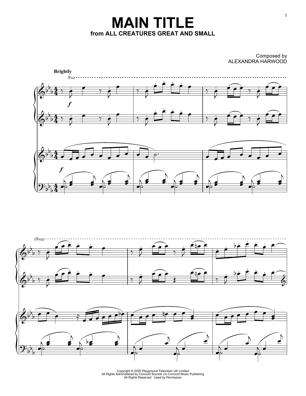 Alexandra Harwood All Creatures Great And Small (Main Title) Sheet Music Notes & Chords for Piano Solo - Download or Print PDF