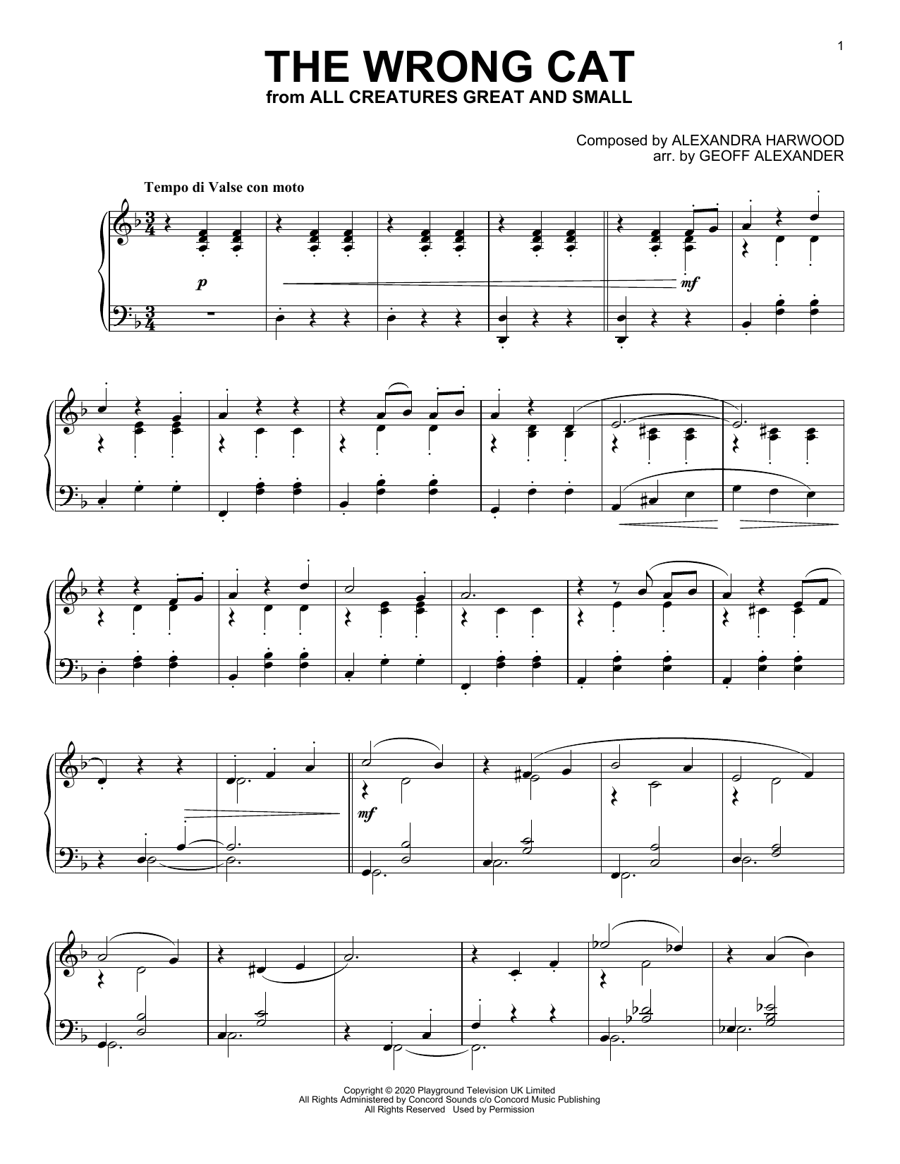 Alexandra Harwood The Wrong Cat (from All Creatures Great And Small) Sheet Music Notes & Chords for Piano Solo - Download or Print PDF
