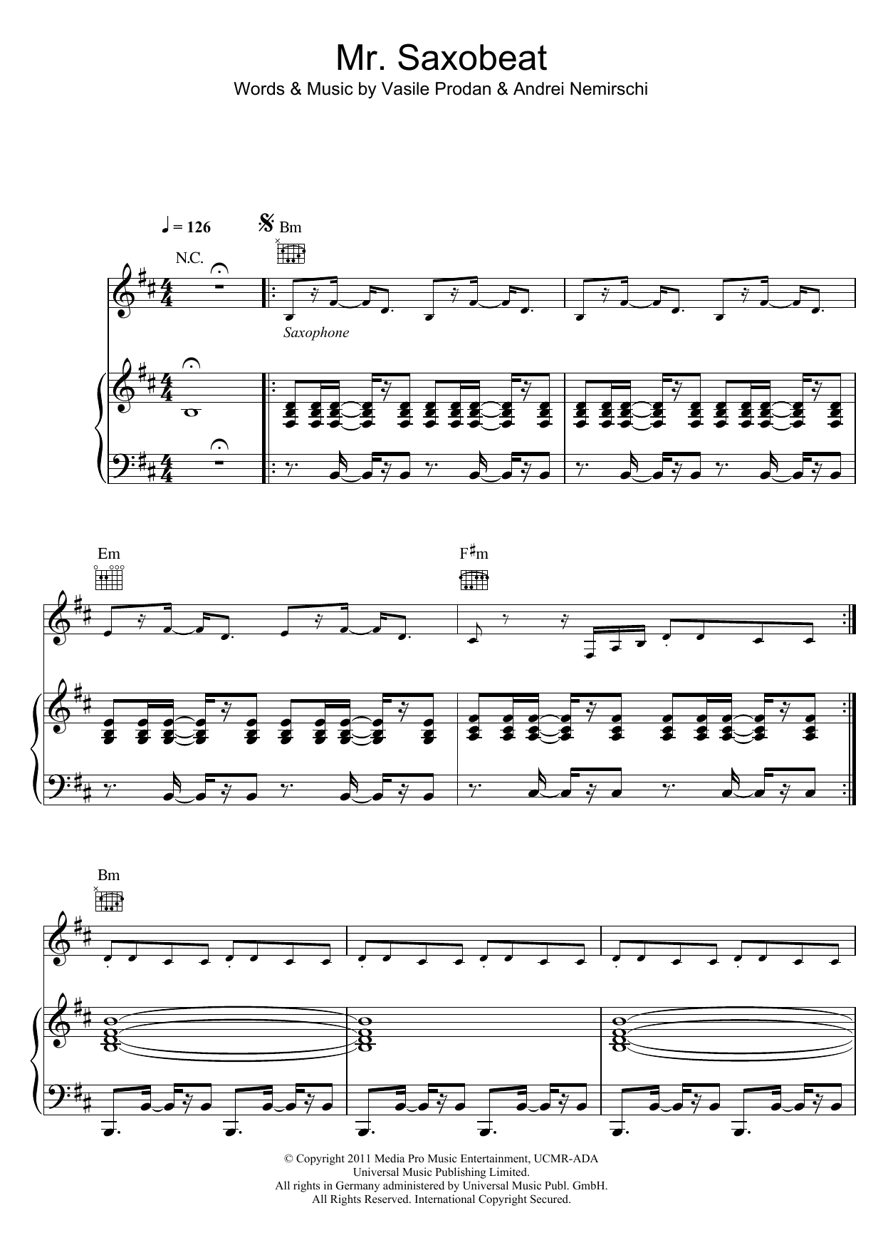 Alexandra Stan Mr Saxobeat Sheet Music Notes & Chords for Piano, Vocal & Guitar - Download or Print PDF