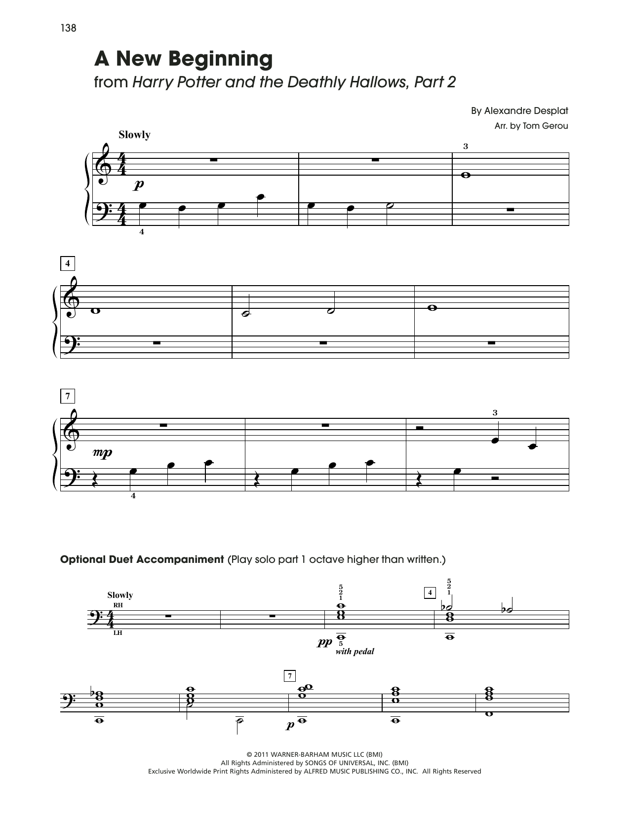 Alexandre Desplat A New Beginning (from Harry Potter) (arr. Tom Gerou) Sheet Music Notes & Chords for 5-Finger Piano - Download or Print PDF