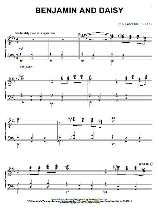 Alexandre Desplat Benjamin And Daisy Sheet Music Notes & Chords for Easy Piano - Download or Print PDF