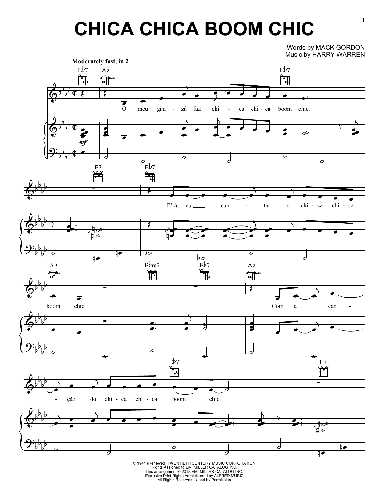 Alexandre Desplat Chica Chica Boom Chic Sheet Music Notes & Chords for Piano, Vocal & Guitar (Right-Hand Melody) - Download or Print PDF