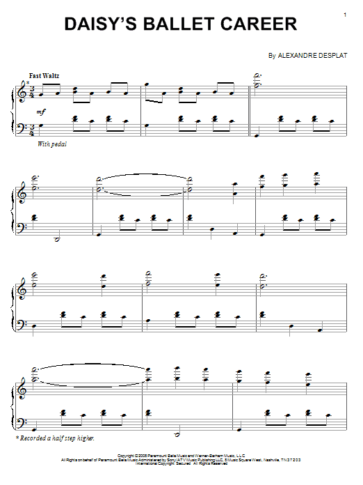 Alexandre Desplat Daisy's Ballet Career Sheet Music Notes & Chords for Piano - Download or Print PDF