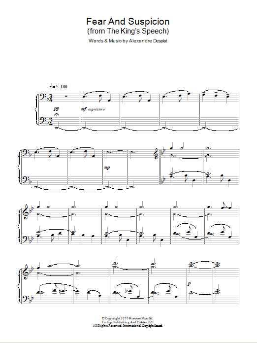 Alexandre Desplat Fear And Suspicion Sheet Music Notes & Chords for Piano - Download or Print PDF