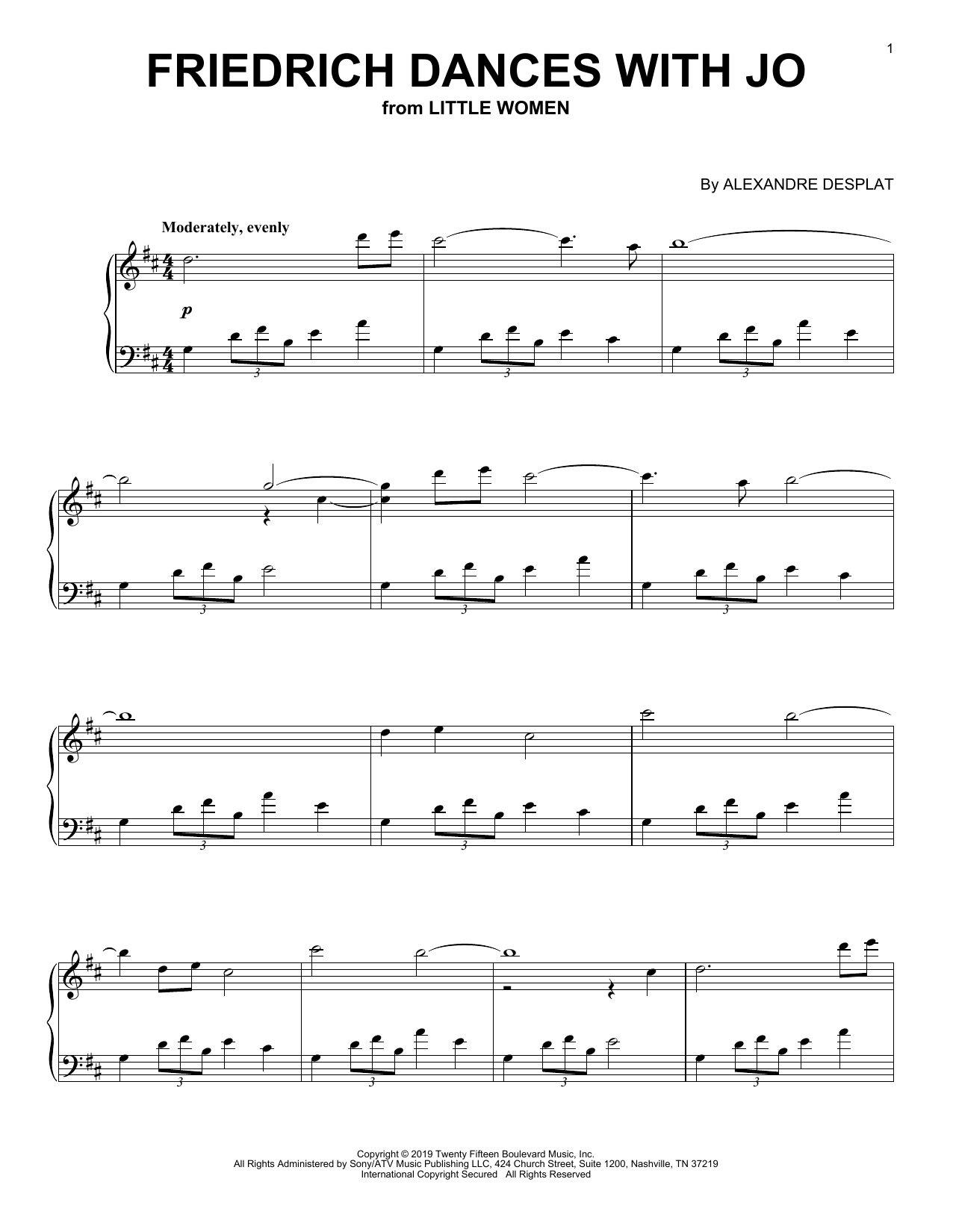 Alexandre Desplat Friederich Dances With Jo (from the Motion Picture Little Women) Sheet Music Notes & Chords for Piano Solo - Download or Print PDF