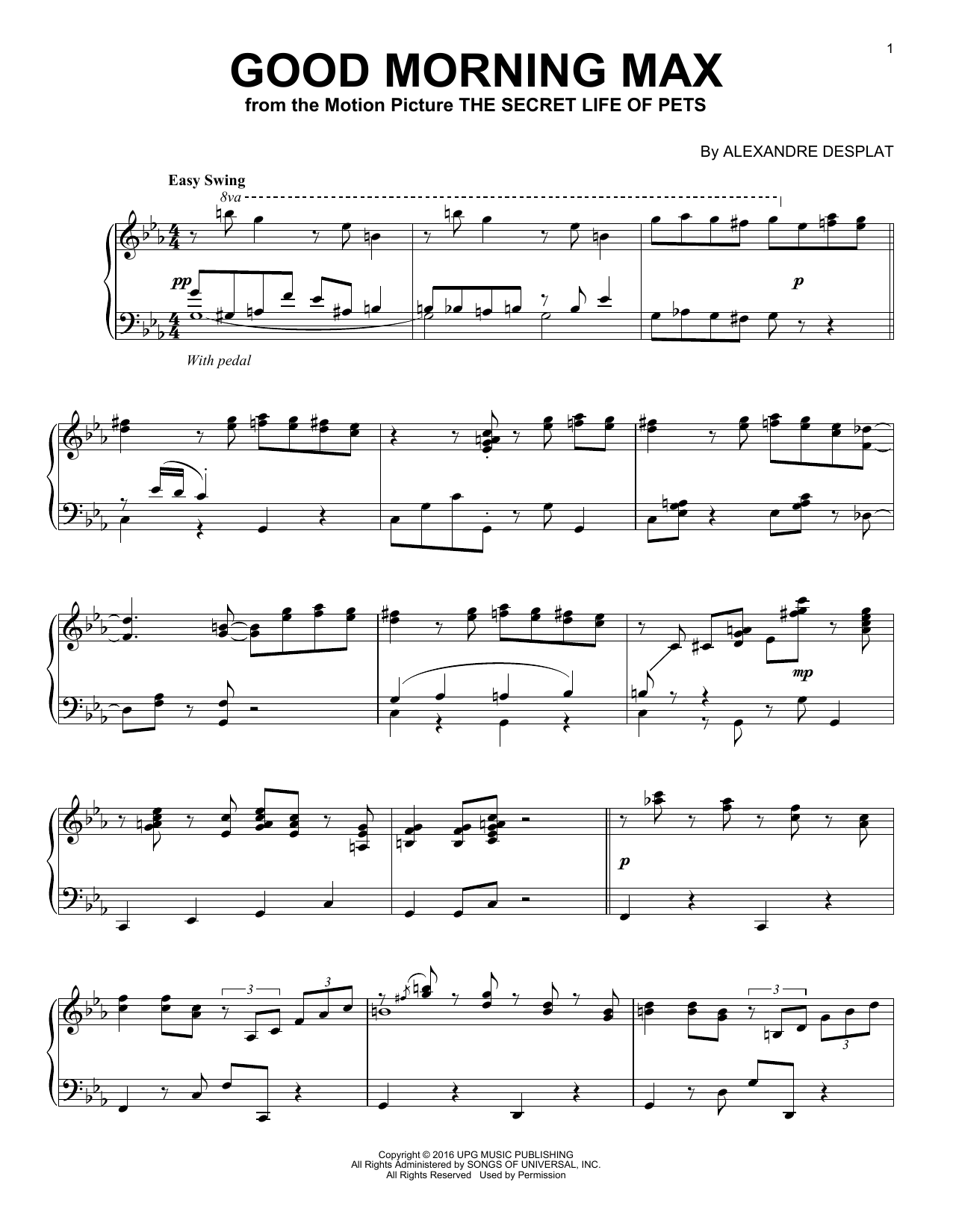 Alexandre Desplat Good Morning Max Sheet Music Notes & Chords for Piano - Download or Print PDF