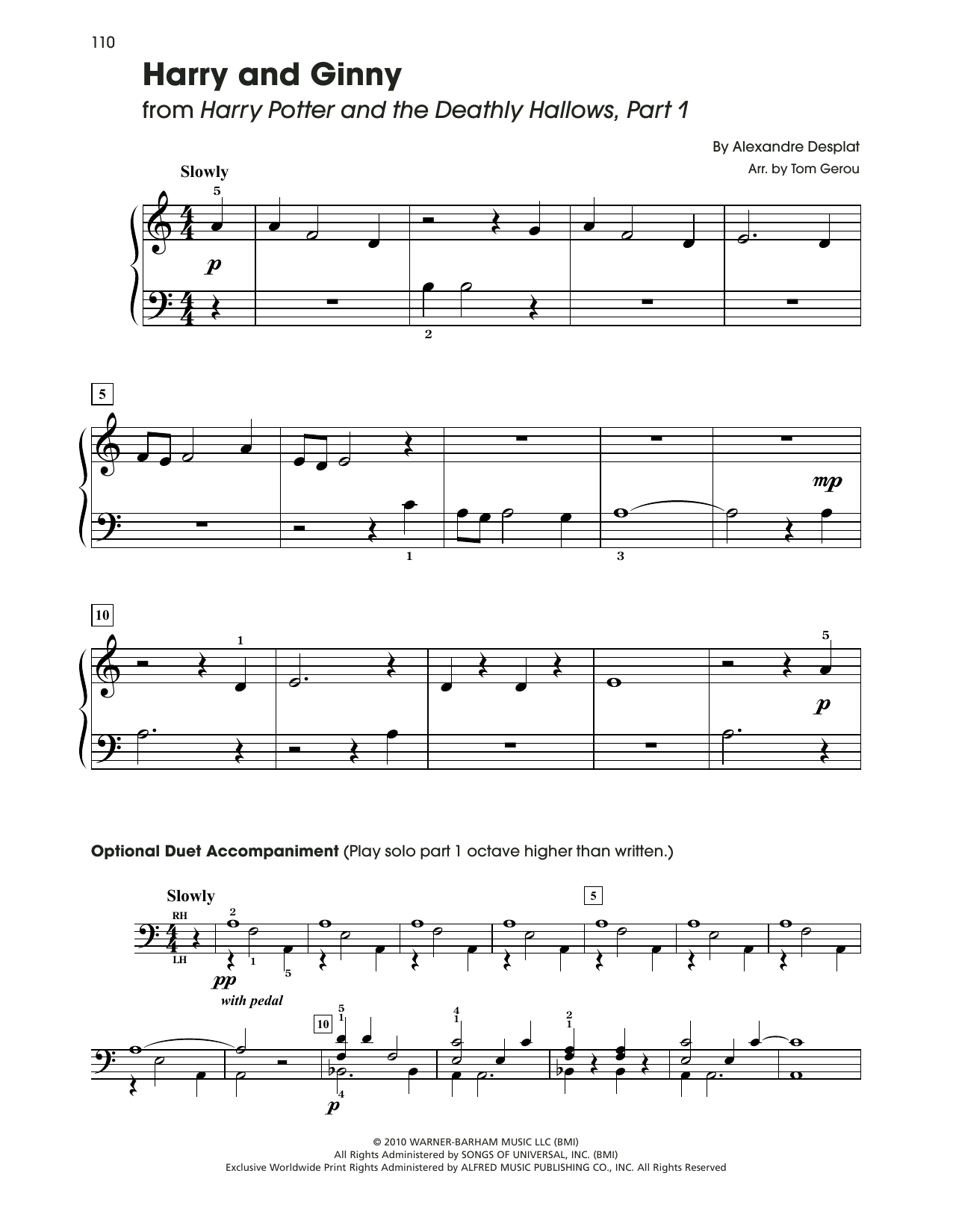 Alexandre Desplat Harry And Ginny (from Harry Potter) (arr. Tom Gerou) Sheet Music Notes & Chords for 5-Finger Piano - Download or Print PDF