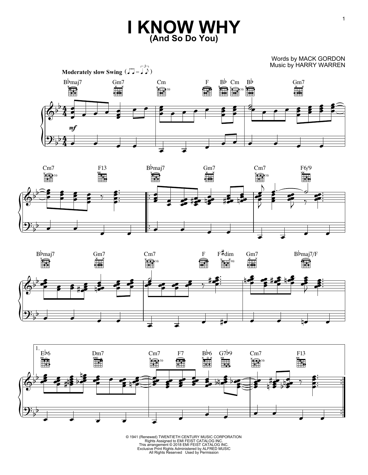 Alexandre Desplat I Know Why (And So Do You) Sheet Music Notes & Chords for Piano, Vocal & Guitar (Right-Hand Melody) - Download or Print PDF