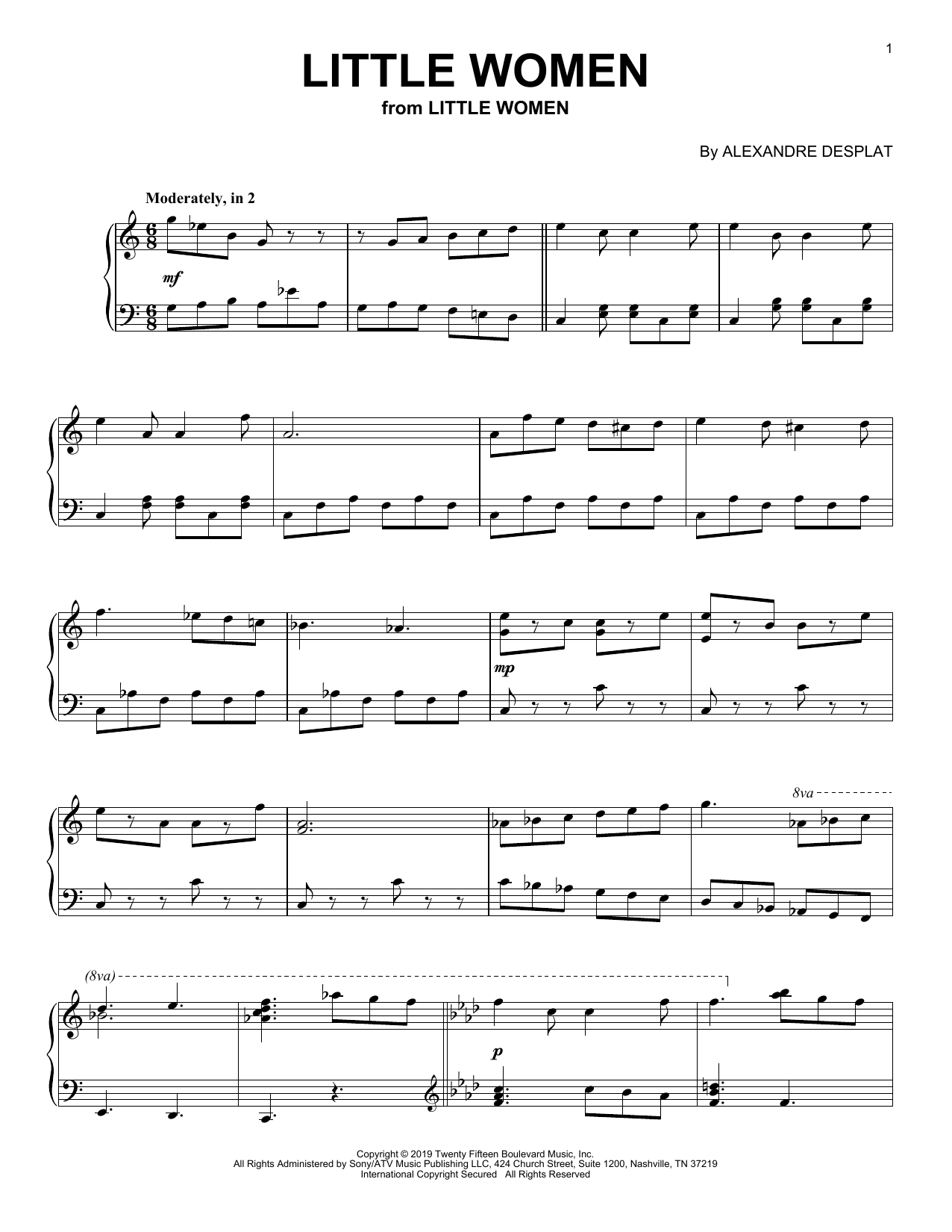 Alexandre Desplat Little Women (from the Motion Picture Little Women) Sheet Music Notes & Chords for Piano Solo - Download or Print PDF