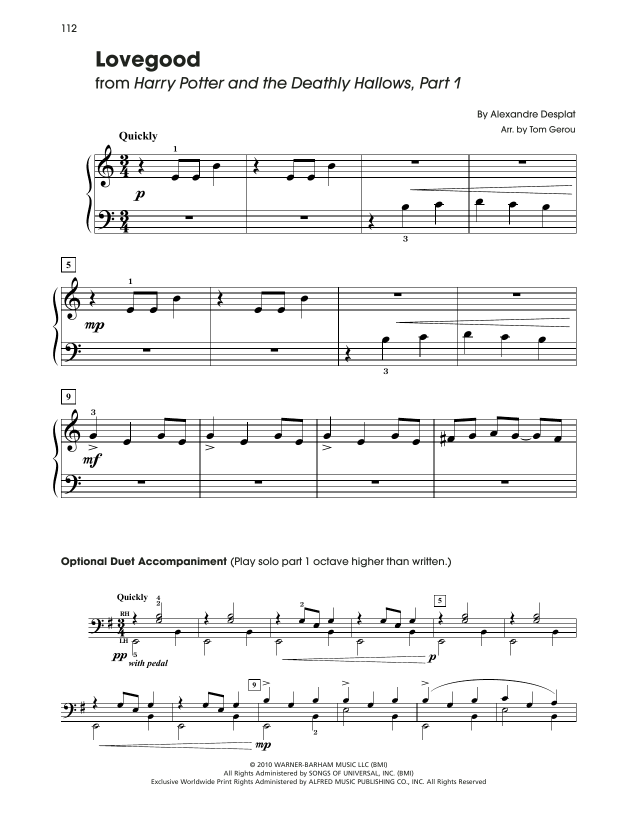 Alexandre Desplat Lovegood (from Harry Potter) (arr. Tom Gerou) Sheet Music Notes & Chords for 5-Finger Piano - Download or Print PDF