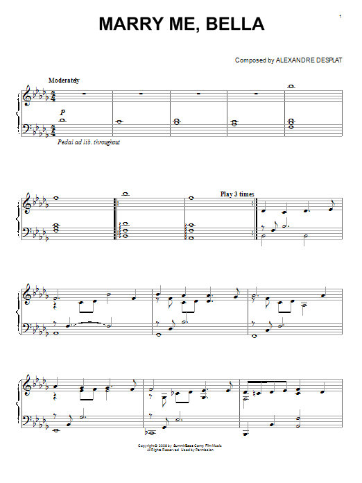 Alexandre Desplat Marry Me, Bella (from The Twilight Saga: New Moon) Sheet Music Notes & Chords for Easy Piano - Download or Print PDF