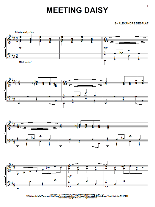 Alexandre Desplat Meeting Daisy Sheet Music Notes & Chords for Piano - Download or Print PDF