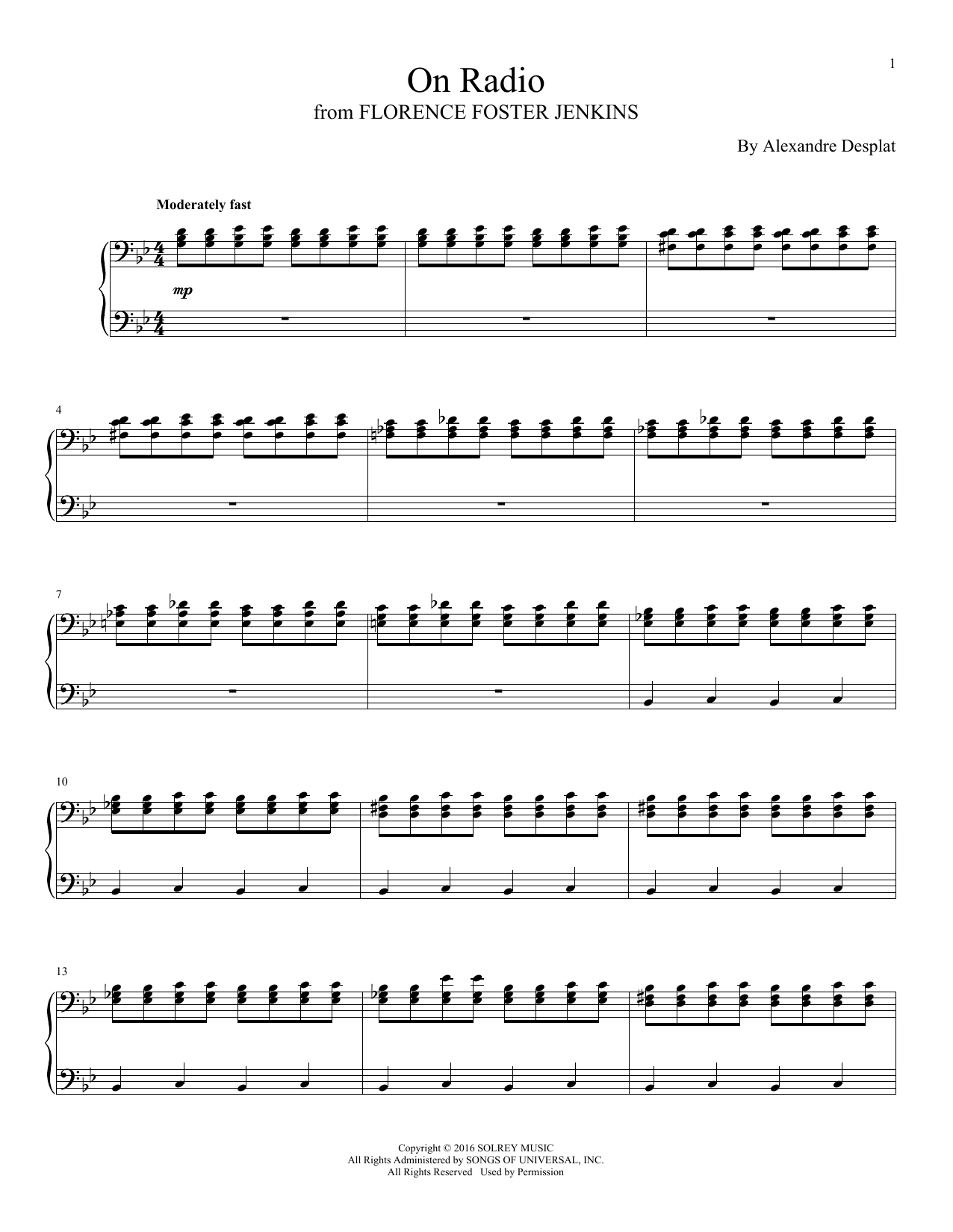 Alexandre Desplat On Radio Sheet Music Notes & Chords for Piano - Download or Print PDF