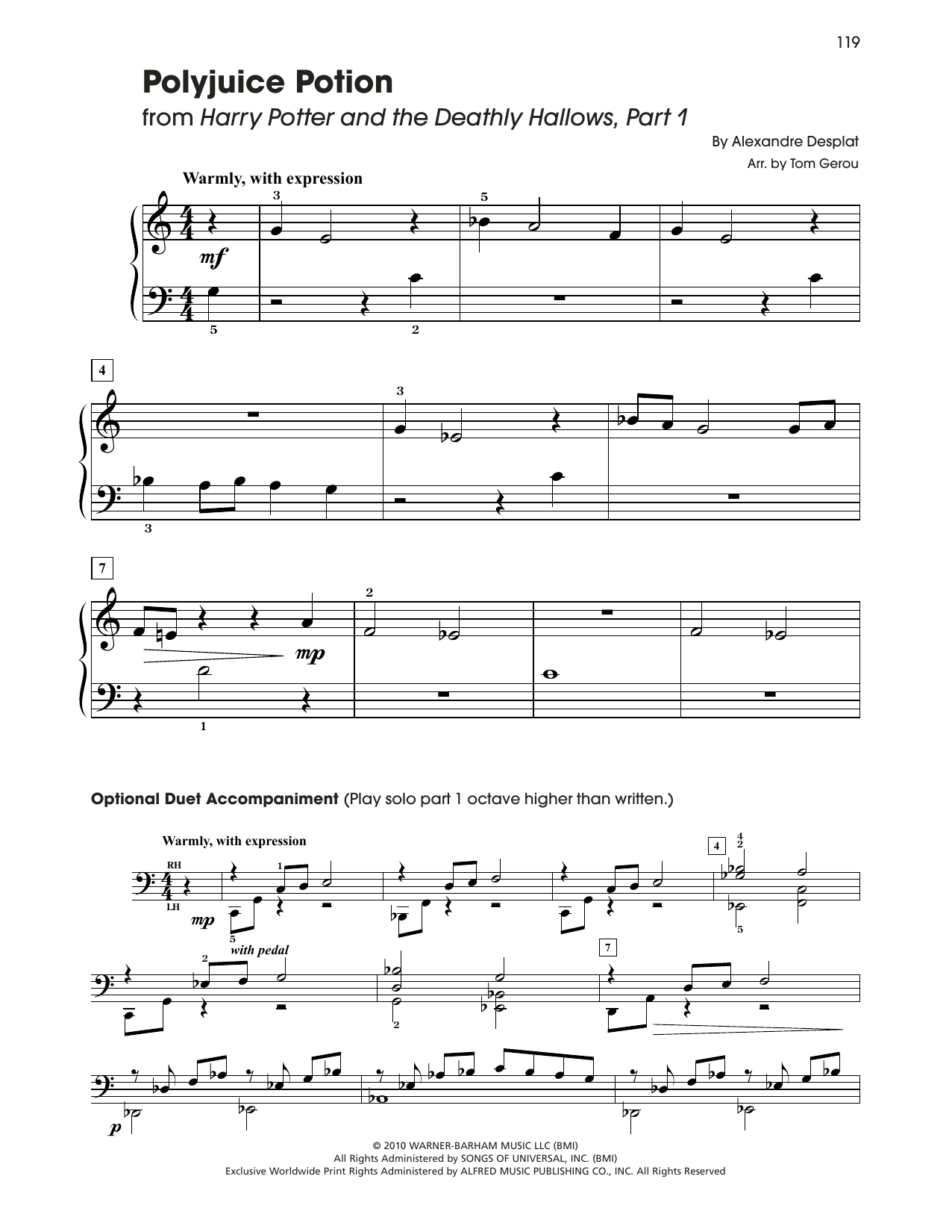 Alexandre Desplat Polyjuice Potion (from Harry Potter) (arr. Tom Gerou) Sheet Music Notes & Chords for 5-Finger Piano - Download or Print PDF