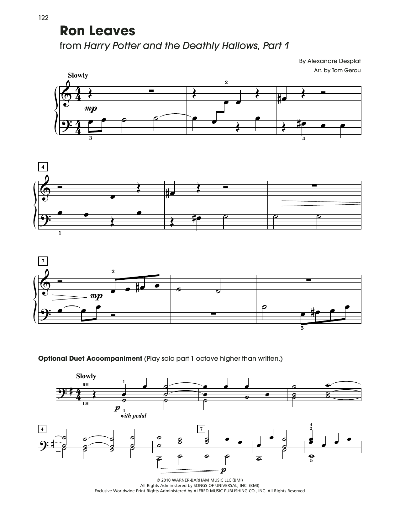 Alexandre Desplat Ron Leaves (from Harry Potter) (arr. Tom Gerou) Sheet Music Notes & Chords for 5-Finger Piano - Download or Print PDF