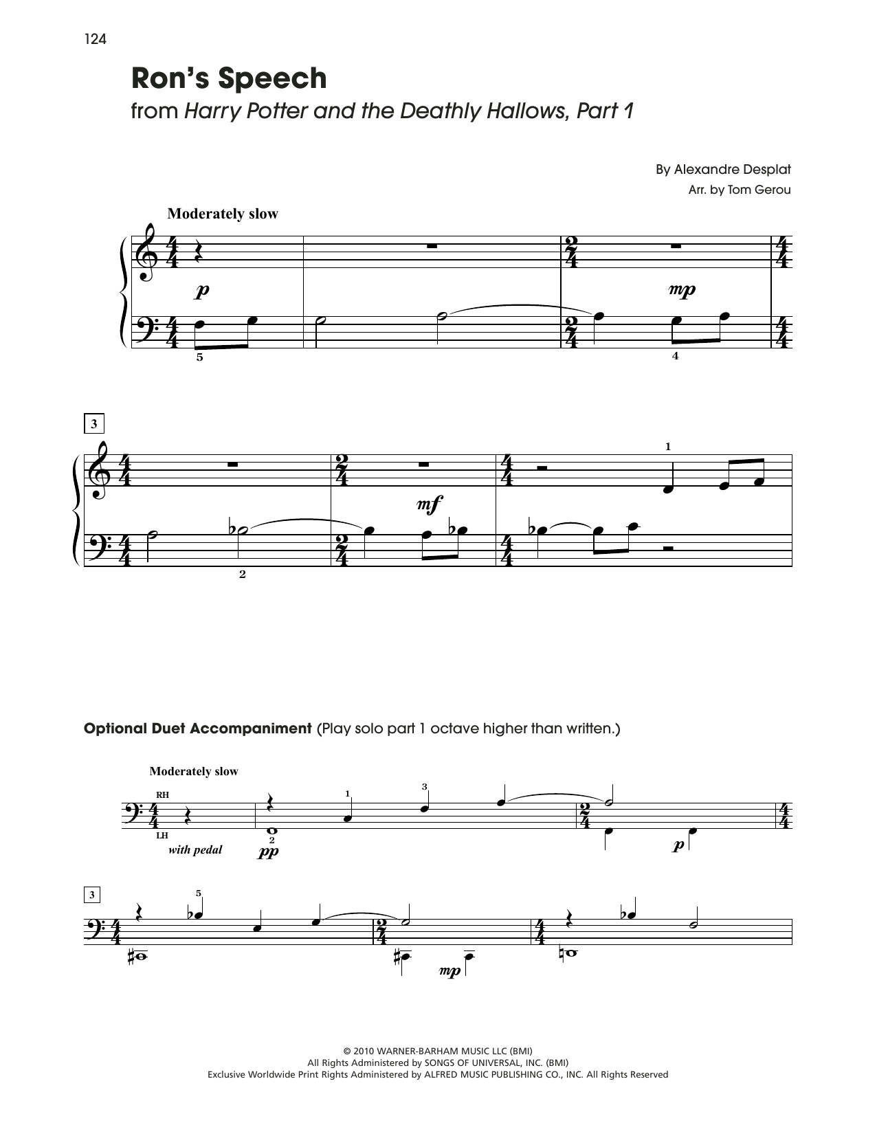 Alexandre Desplat Ron's Speech (from Harry Potter) (arr. Tom Gerou) Sheet Music Notes & Chords for 5-Finger Piano - Download or Print PDF