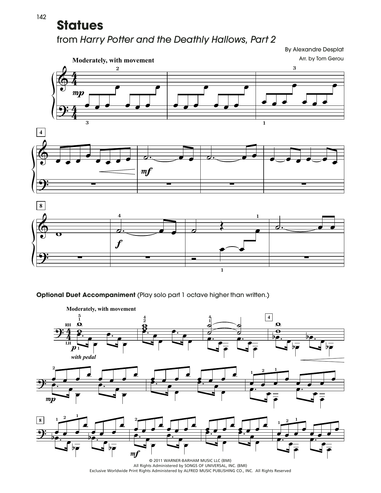 Alexandre Desplat Statues (from Harry Potter) (arr. Tom Gerou) Sheet Music Notes & Chords for 5-Finger Piano - Download or Print PDF