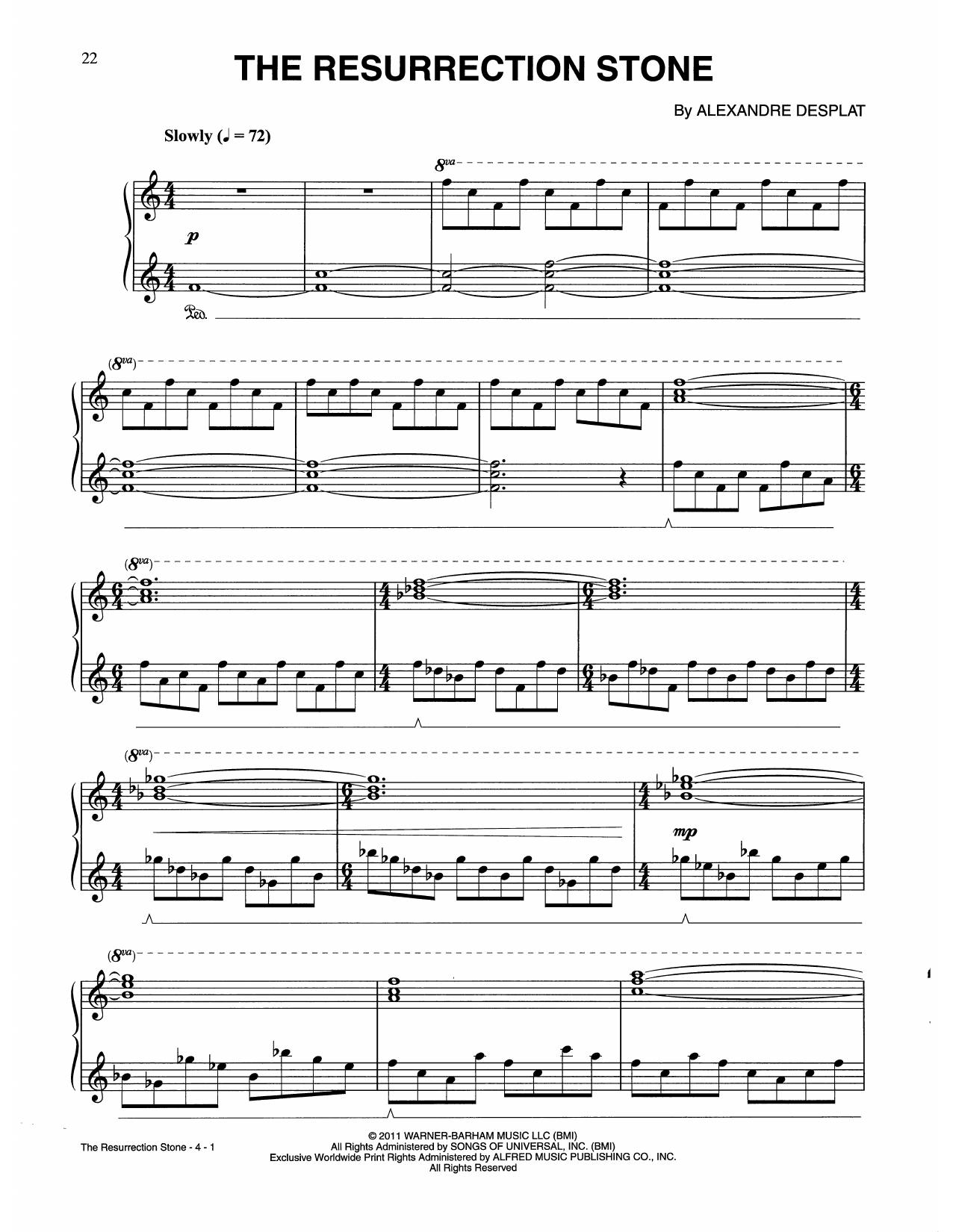 Alexandre Desplat The Resurrection Stone (from Harry Potter) Sheet Music Notes & Chords for Piano Solo - Download or Print PDF
