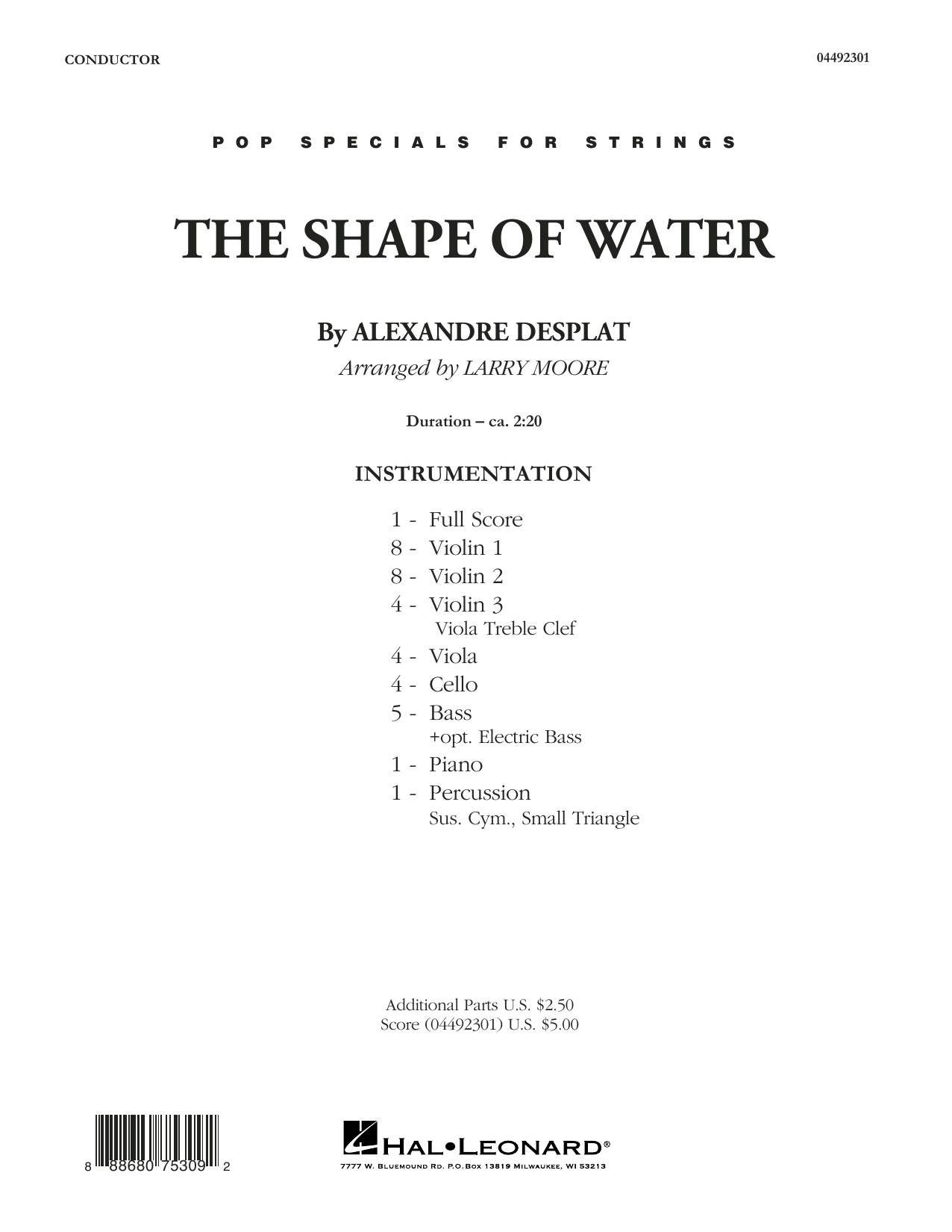 Alexandre Desplat The Shape of Water (arr. Larry Moore) - Conductor Score (Full Score) Sheet Music Notes & Chords for Orchestra - Download or Print PDF
