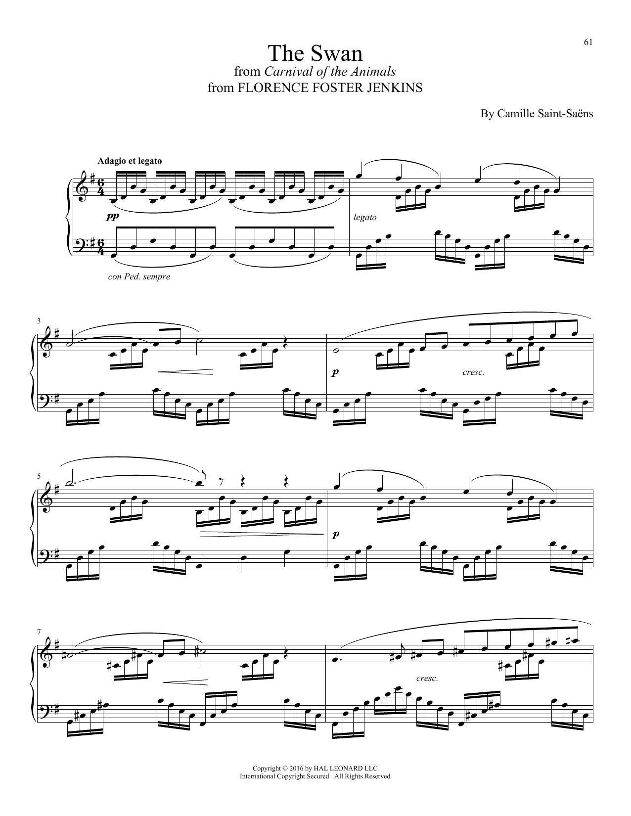 Alexandre Desplat The Swan (Le Cygne) Sheet Music Notes & Chords for Piano - Download or Print PDF