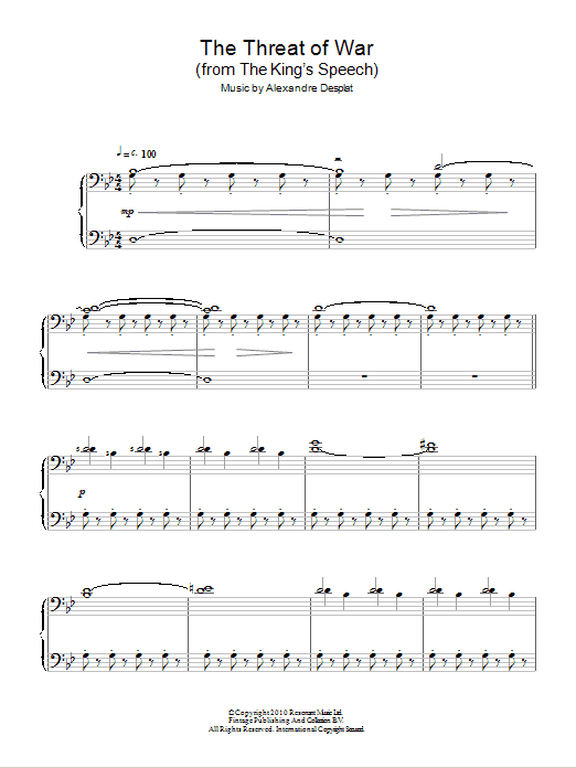 Alexandre Desplat The Threat Of War Sheet Music Notes & Chords for Piano - Download or Print PDF