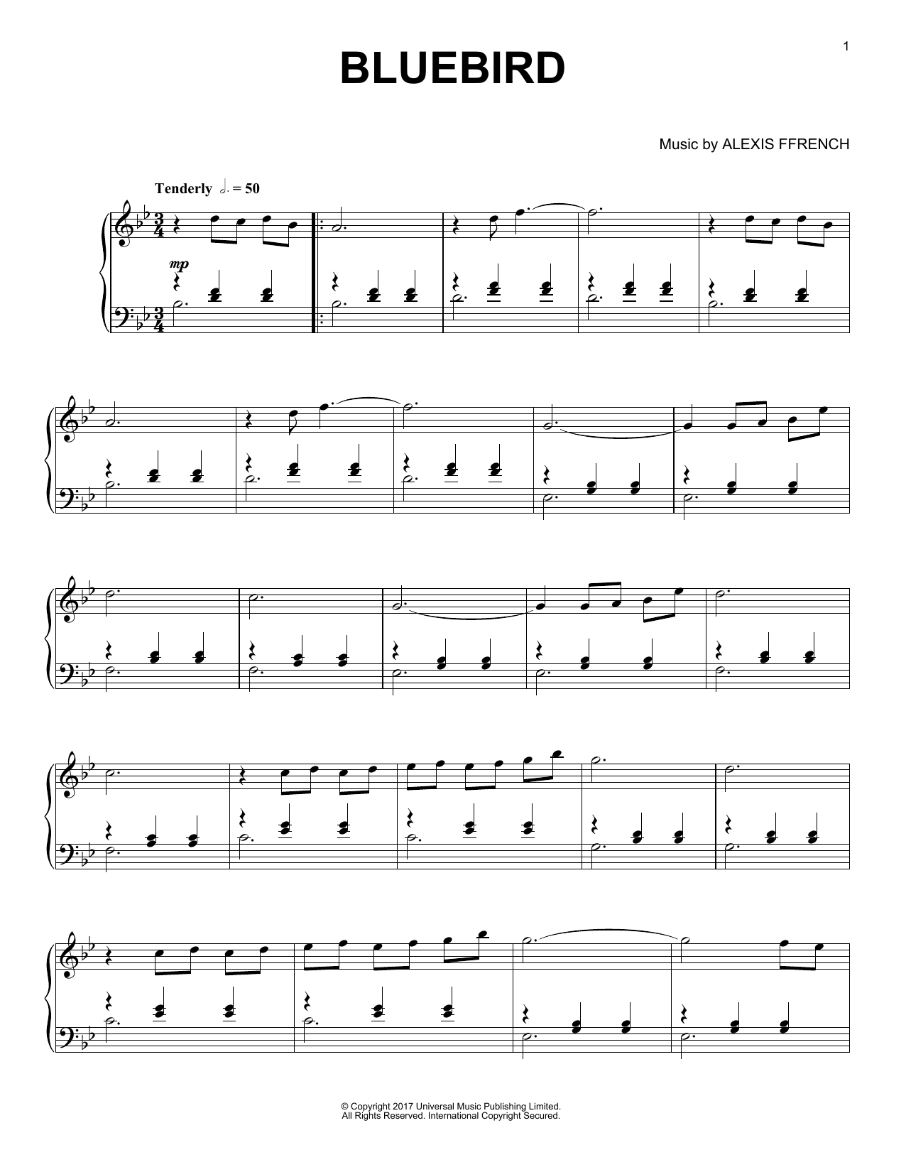 Alexis Ffrench Bluebird Sheet Music Notes & Chords for Easy Piano - Download or Print PDF