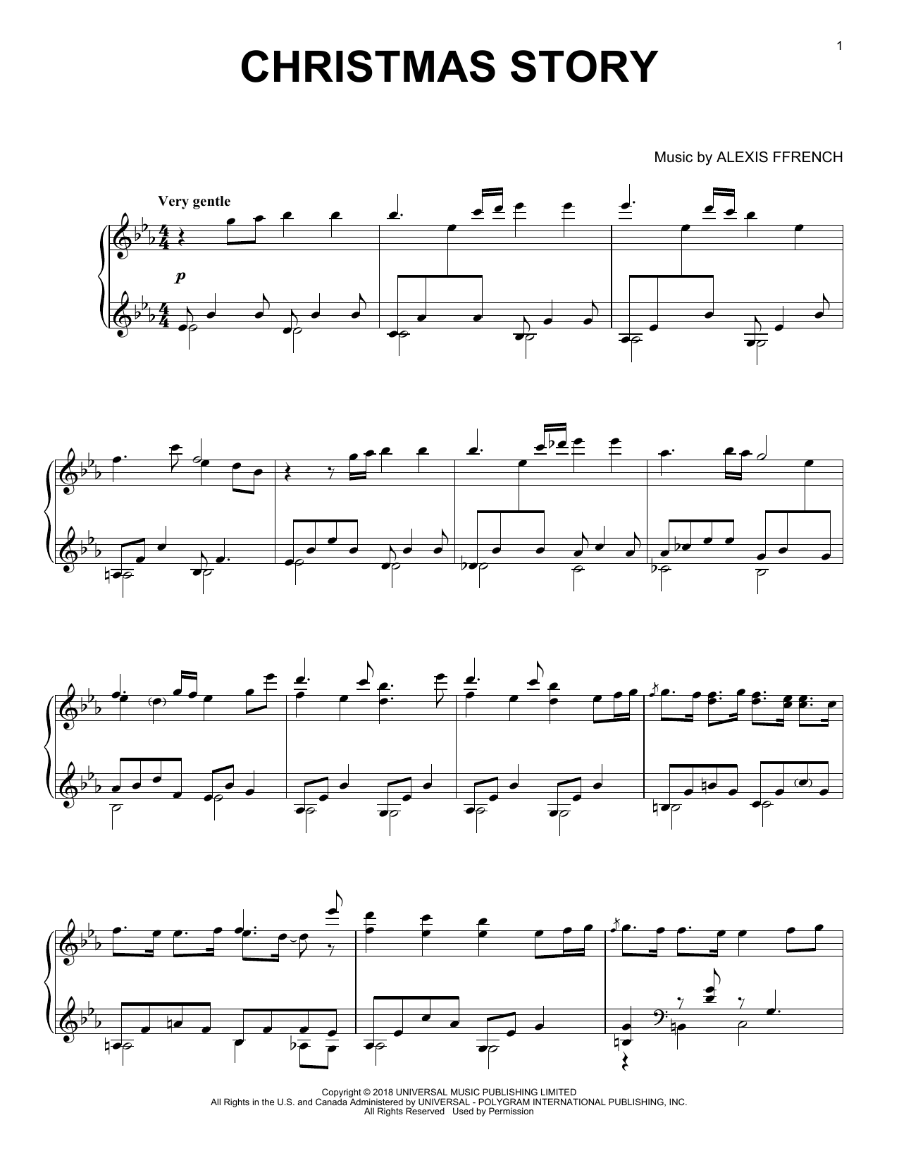 Alexis Ffrench Christmas Story Sheet Music Notes & Chords for Piano Solo - Download or Print PDF