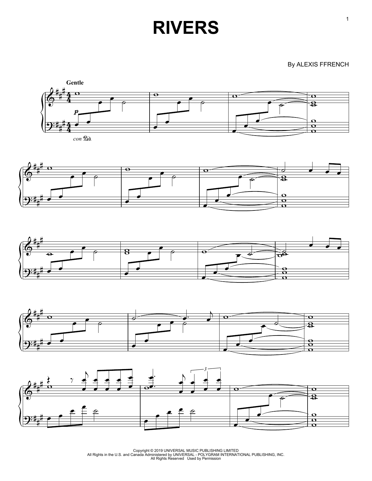 Alexis Ffrench Rivers Sheet Music Notes & Chords for Piano Solo - Download or Print PDF