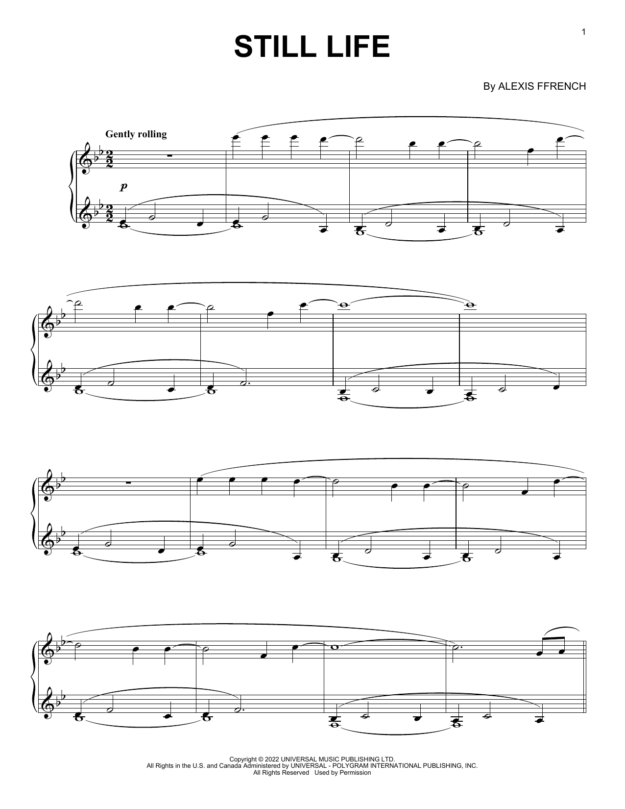 Alexis Ffrench Still Life Sheet Music Notes & Chords for Piano Solo - Download or Print PDF
