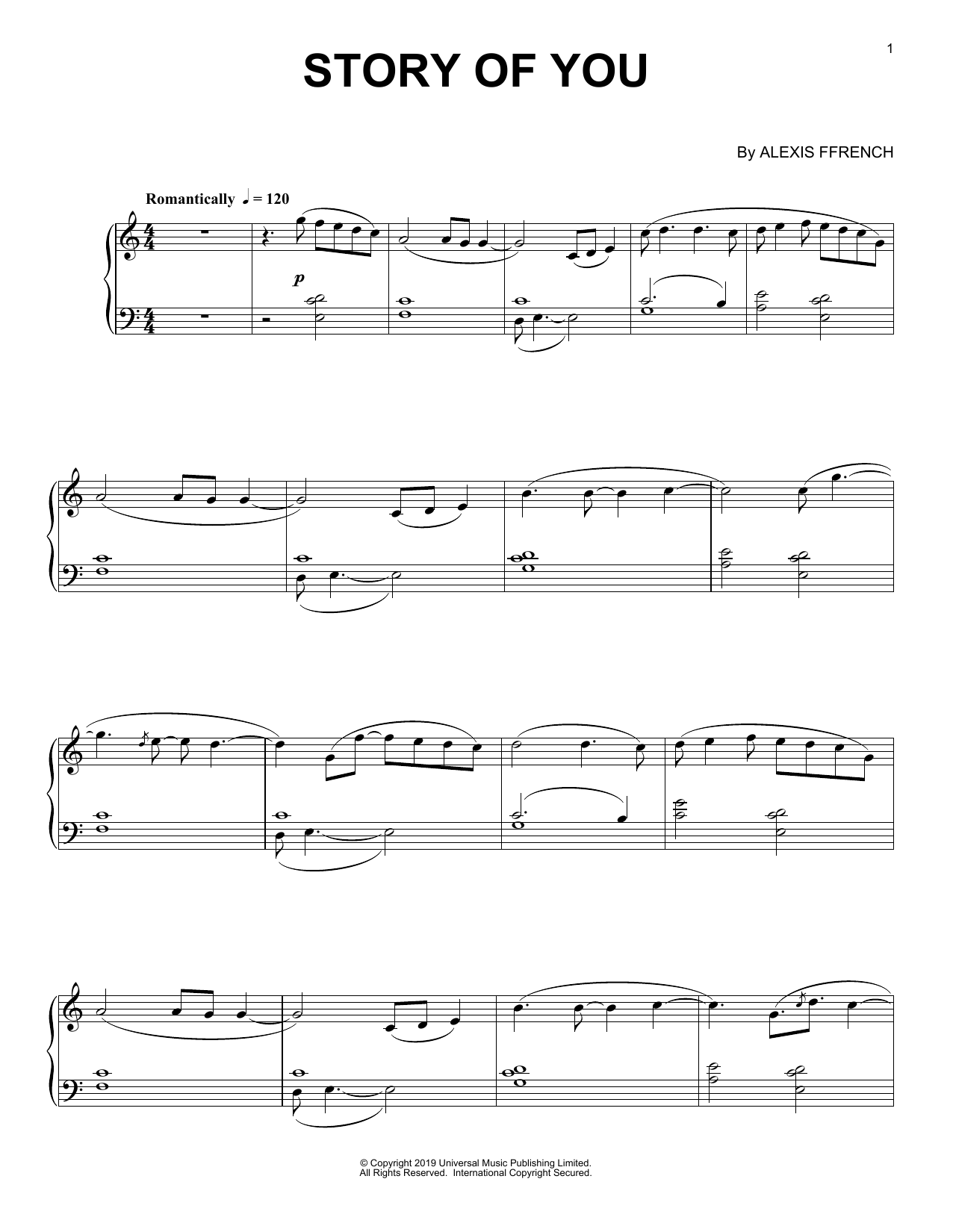 Alexis Ffrench Story Of You Sheet Music Notes & Chords for Piano Solo - Download or Print PDF
